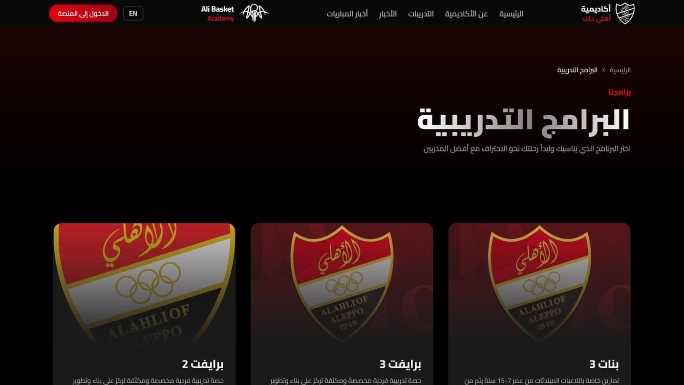 Training programmes grouped by age and level